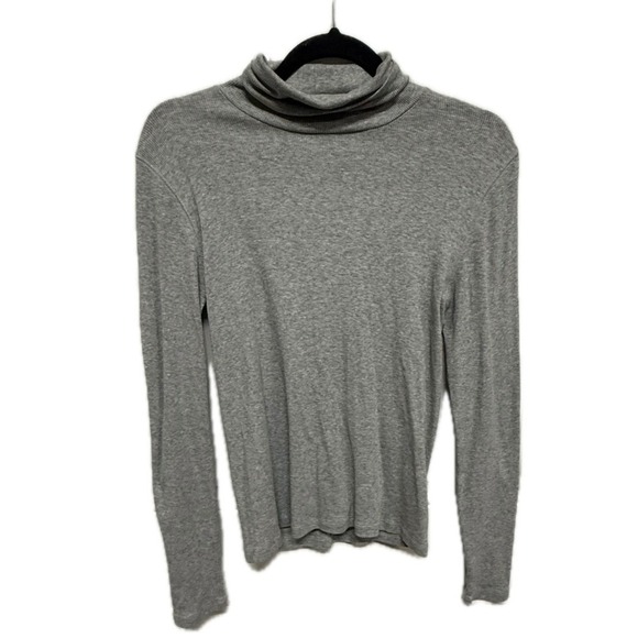 Everlane Women Heather Gray The Pima Cotton Turtleneck Top Size Size Medium - Picture 2 of 5